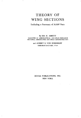 Theory of Wing Sections: Including a Summary of Airfoil Data - Book by Albert E. Von Doenhoff and Ira Abbott