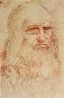 Portrait of a Man in Red Chalk - Painting by Leonardo da Vinci