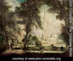 Salisbury Cathedral from the Bishop's Grounds - Painting by John Constable