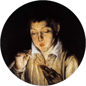 A Boy Blowing on an Ember to Light a Candle