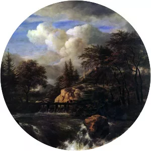 A Waterfall in a Rocky Landscape - Painting by Jacob van Ruisdael