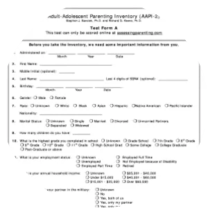 Adult-Adolescent Parenting Inventory - Book by Richard J. Keene and Stephen J Bavolek