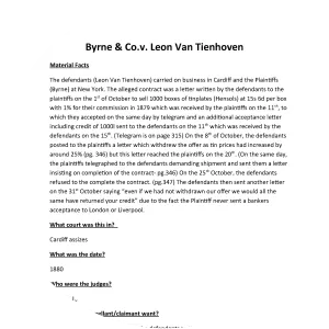 Byrne & Co v Leon Van Tienhoven & Co