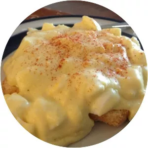 Creamed eggs on toast photograph