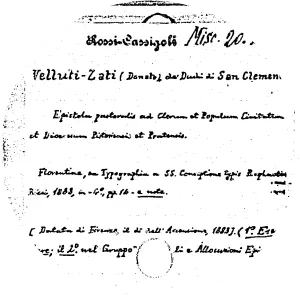 Donato Velluti Zati di San Clemente - 