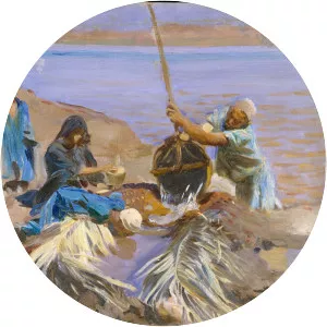 Egyptians Raising Water from the Nile - Painting by John Singer Sargent