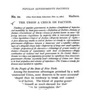 Federalist No. 10 - Essay by James Madison