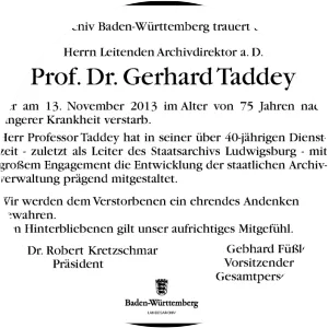 Gerhard Taddey - German archivist