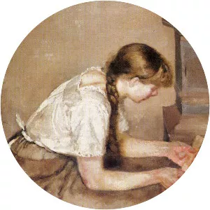 Girl Kindling a Stove - Artwork