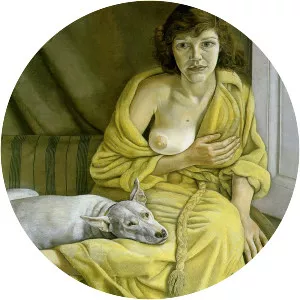 Girl with a White Dog - Painting by Lucian Freud