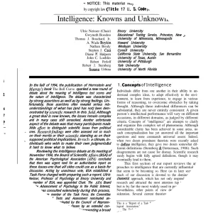 Intelligence: Knowns and Unknowns - Book