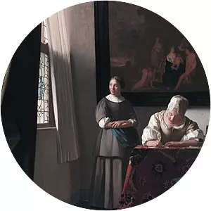 Lady Writing a Letter with her Maid - Painting by Johannes Vermeer
