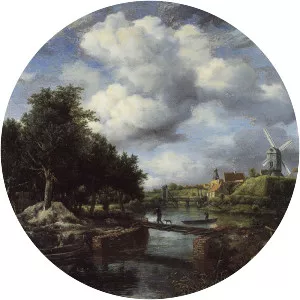 Landscape with a Windmill near a Town Moat