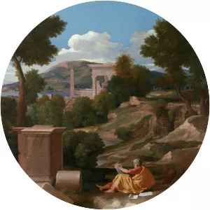 Landscape with Saint John on Patmos - Painting by Nicolas Poussin