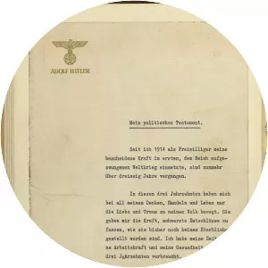 Last will and testament of Adolf Hitler photograph