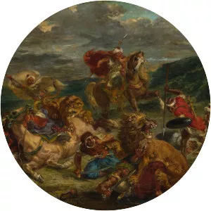 Lion Hunt - Painting by Eugène Delacroix