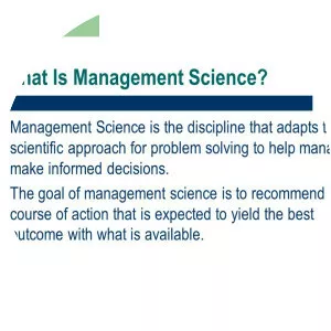 Management science - Field of study