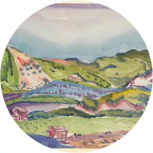 Mountain with Red House - Painting by Charles Demuth