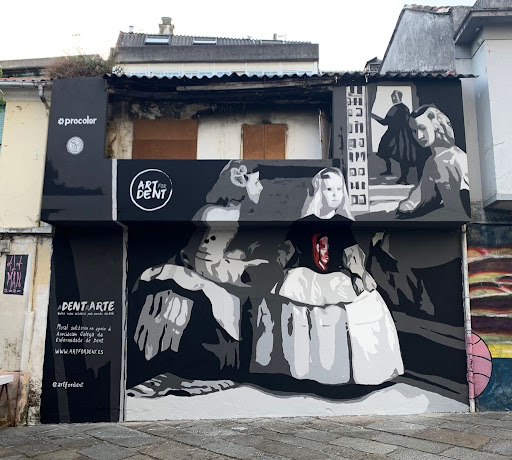 Mural Solidario Meninas. Art for Dent - Tourist attraction in Ferrol, Spain