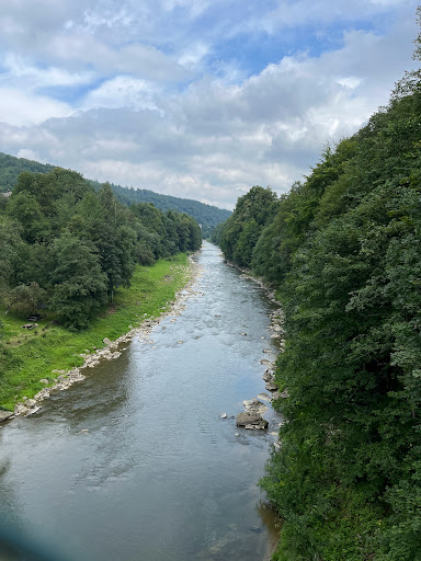 Pedestrian suspension bridge - Tourist attraction in Yaremche, Ukraine