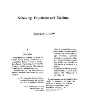 Schooling, Experience, and Earnings