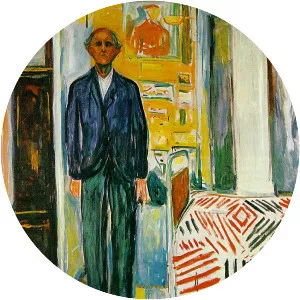 Selbstbildnis zwischen Uhr und Bett