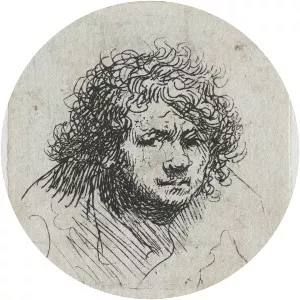 Self-portrait leaning forward bust