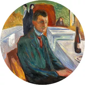 Self-portrait with bottle of wine