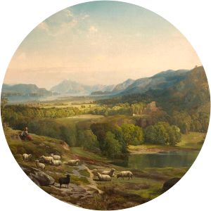 Shepherdess Watching Her Flock - Artwork