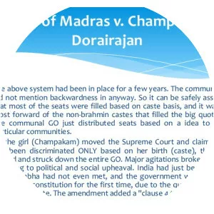 State of Madras v. Champakam Dorairajan - 