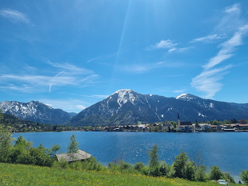Strandbad Point - Lake shore swimming area in Tegernsee, Germany