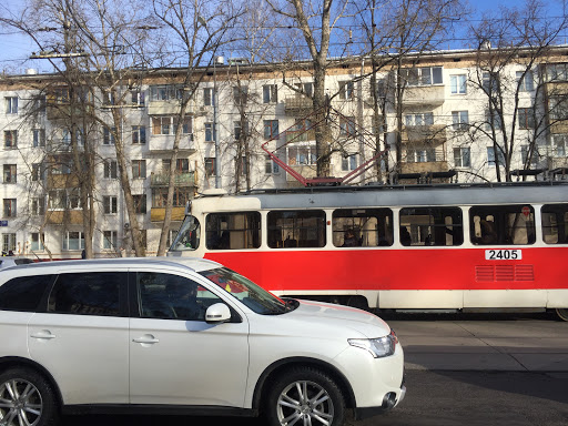 Street Lesteva - Tram stop in Moscow, Russia