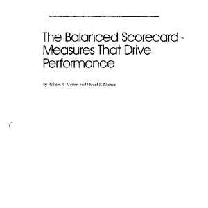 The Balanced Scorecard: Measures that . . .