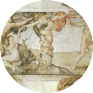 The Fall and Expulsion from Garden of Eden - Painting by Michelangelo