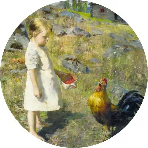 The girl and the rooster