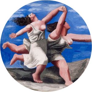 Two Women Running on the Beach