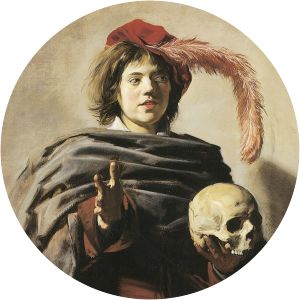 Young Man with a Skull - Painting by Frans Hals